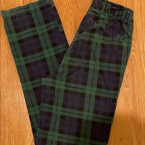 Lands' End Kids Size 14 Green, Navy and Black Plaid Chinos